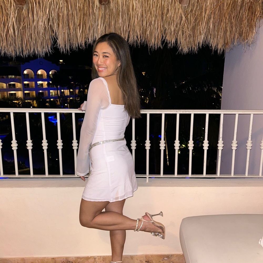 Princess Polly Dyer White Sheer Sleeve Dress - Picture 5 of 7